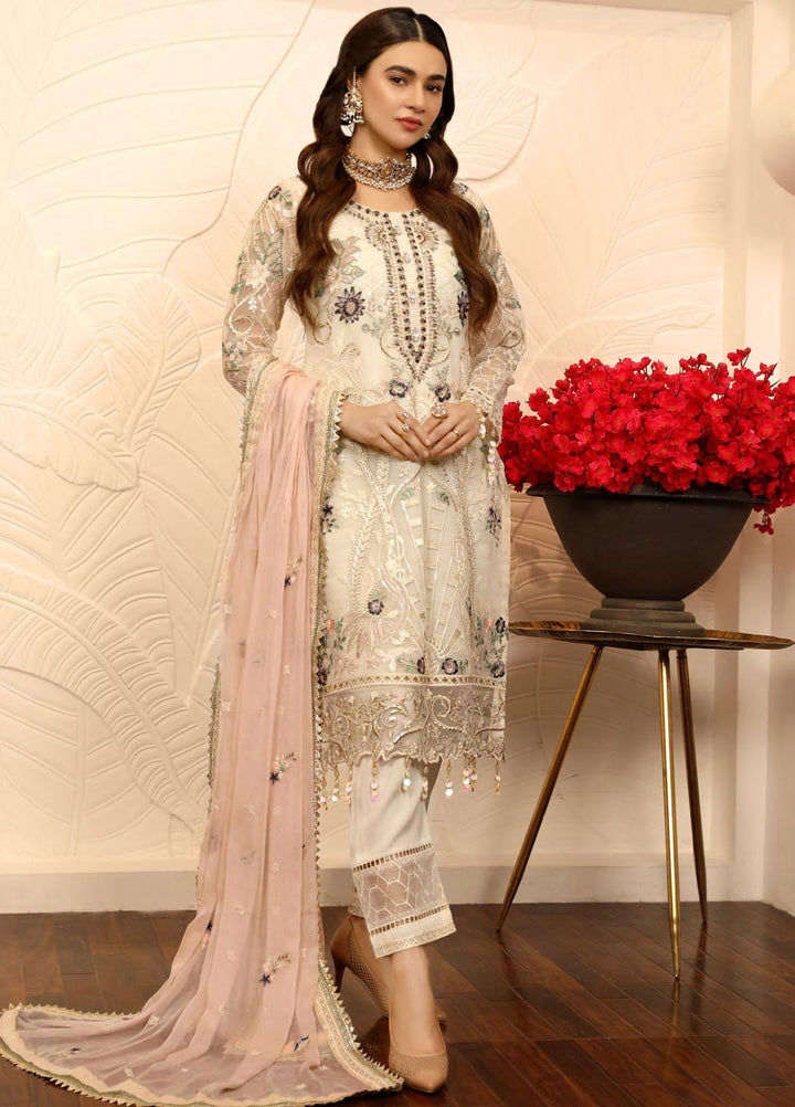 Emaan Adeel Embroidered Chiffon Suits Unstitched 3 Piece EA21LF LE-05 - Luxury Collection
