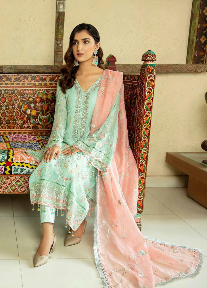 Emaan Adeel Embroidered Chiffon Suits Unstitched 3 Piece EA21FP LE-10 - Luxury Collection