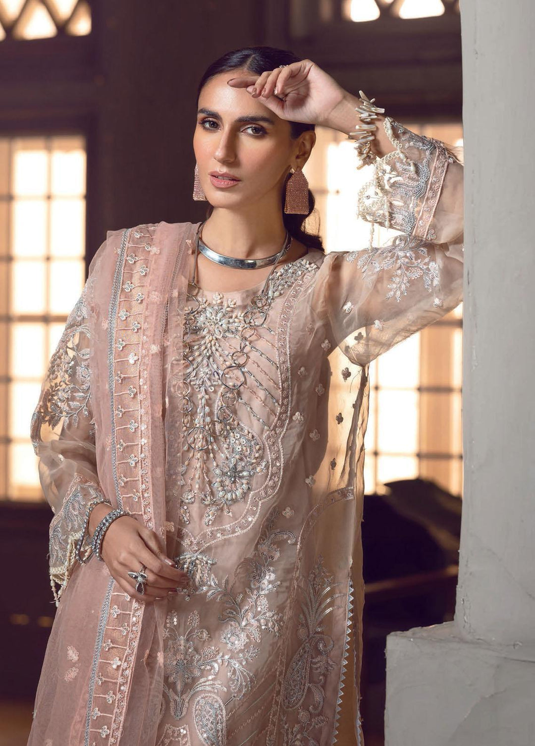 Le Festa By Emaan Adeel Embroidered Organza Suits Unstitched 3 Piece EA23-P6 LF-702 - Premium Collection
