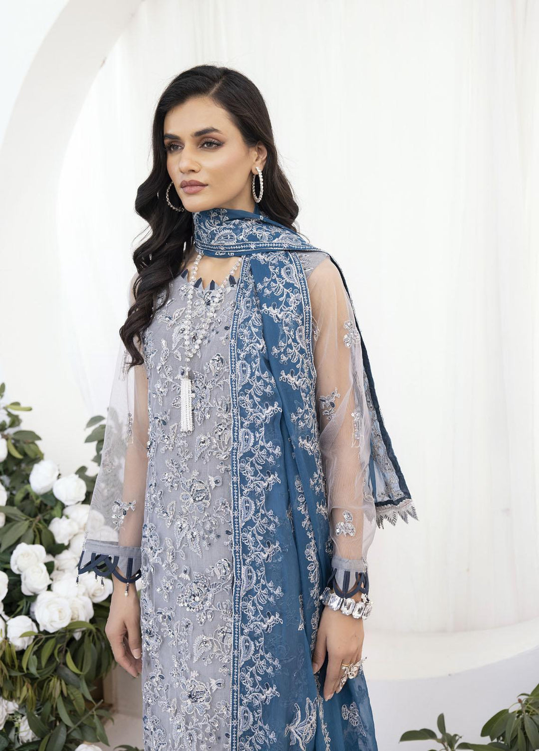 Emaan Adeel Embroidered Net Suits Unstitched 3 Piece EA23OE AL-04 - Exclusive Collection