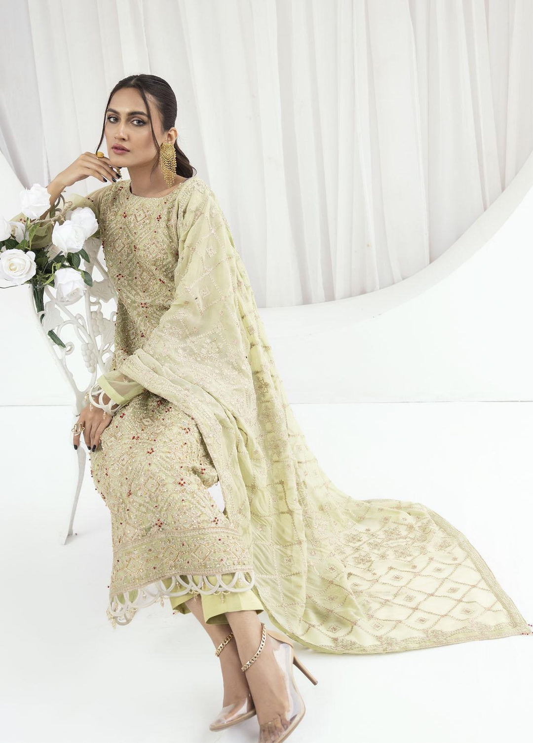 Emaan Adeel Embroidered Organza Suits Unstitched 3 Piece EA23OE AL-09 - Exclusive Collection
