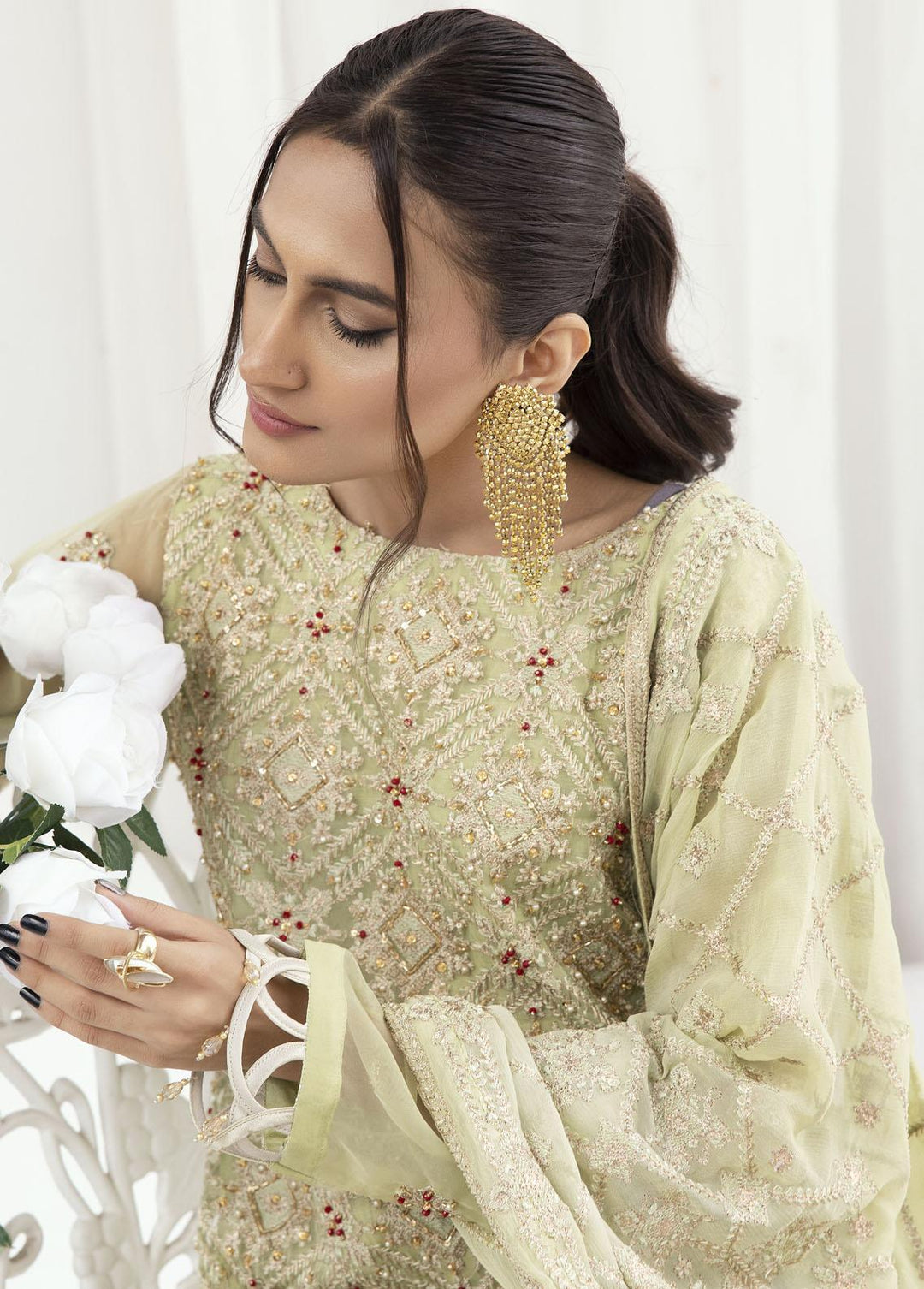 Emaan Adeel Embroidered Organza Suits Unstitched 3 Piece EA23OE AL-09 - Exclusive Collection