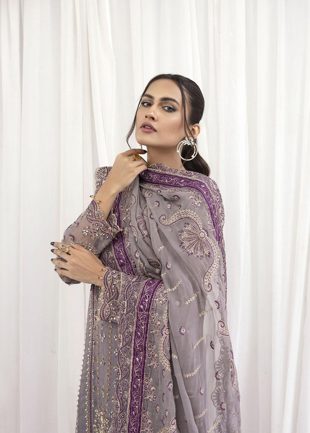 Emaan Adeel Embroidered Organza Suits Unstitched 3 Piece EA23OE AL-10 - Exclusive Collection