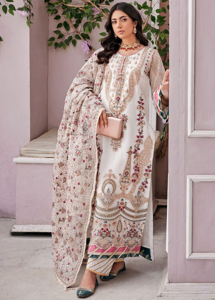 Emaan Adeel Embroidered Organza Suits Unstitched 3 Piece EA23FE FT-04 - Luxury Festive Collection