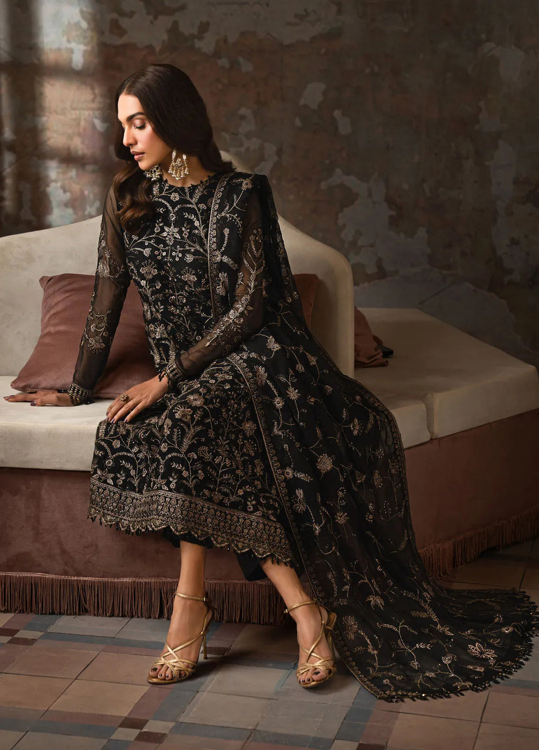 Emirah by Zarif Embroidered Chiffon Suit Unstitched 3 Piece ZR25UF ZEF 05- Hoor - Formal Collection