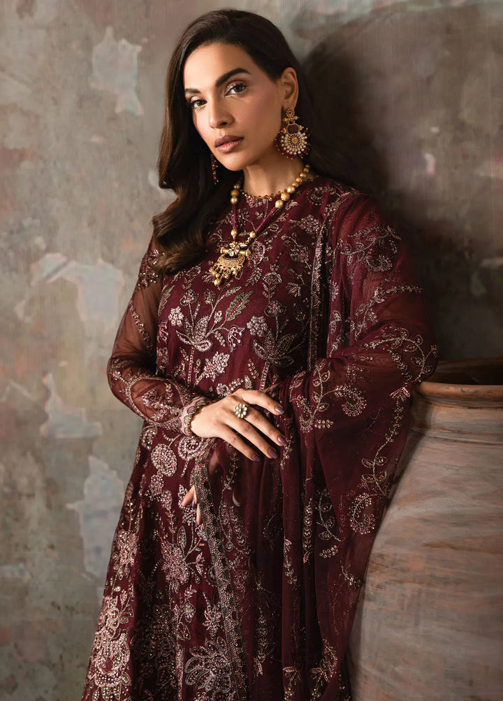 Emirah by Zarif Embroidered Net Suit Unstitched 3 Piece ZR25UF ZEF 03- Charm - Formal Collection