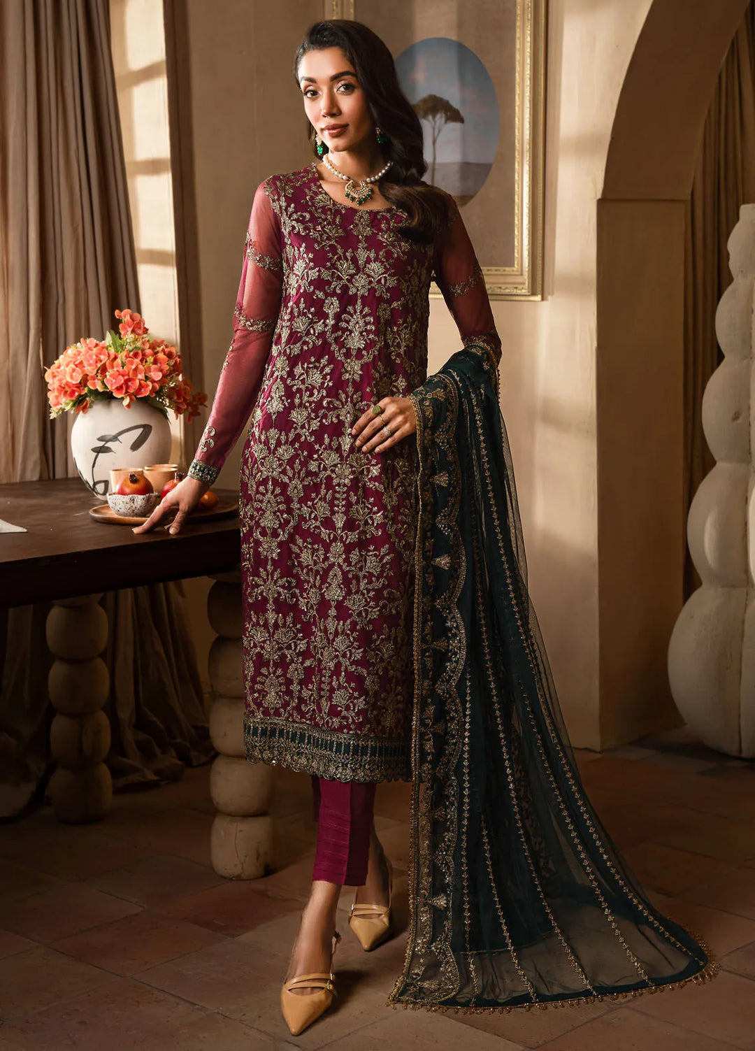 Emirah by Zarif Embroidered Net Suit Unstitched 3 Piece ZRF24E ZEF 08- Hayal - Formal Collection