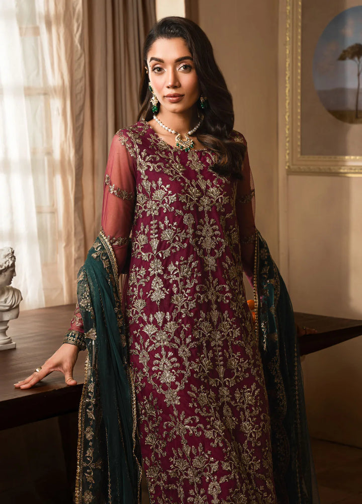 Emirah by Zarif Embroidered Net Suit Unstitched 3 Piece ZRF24E ZEF 08- Hayal - Formal Collection