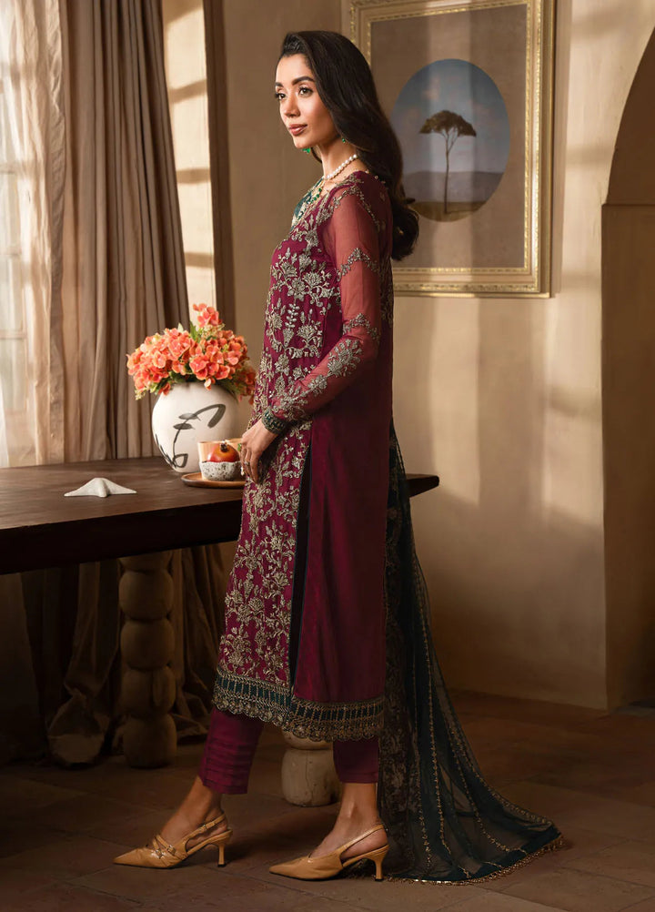 Emirah by Zarif Embroidered Net Suit Unstitched 3 Piece ZR25UF ZEF 08- Hayal - Formal Collection
