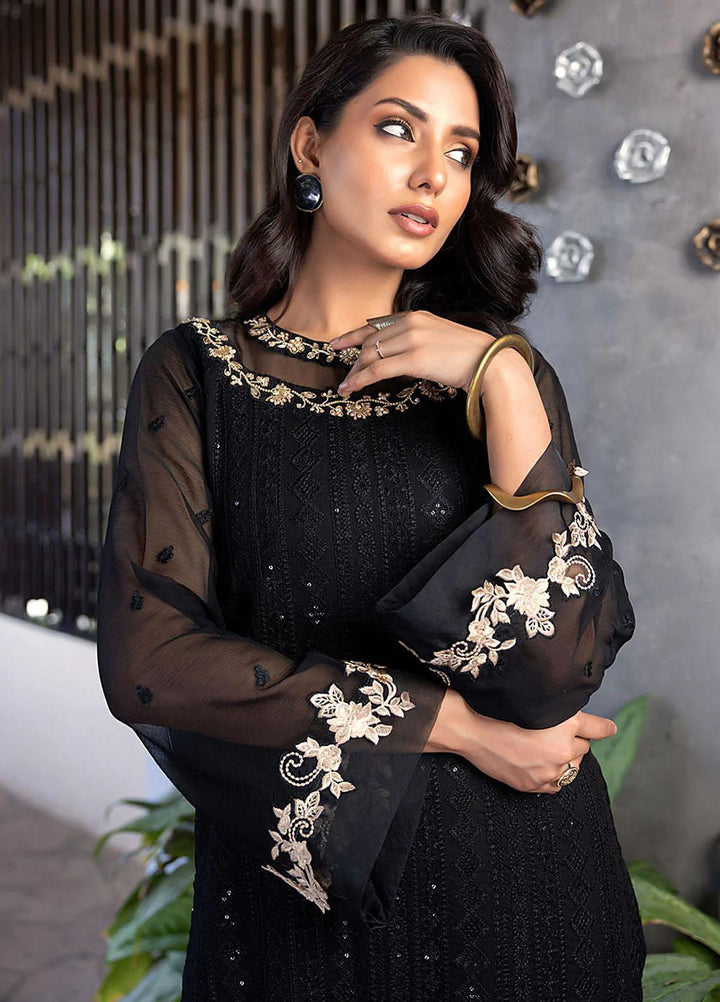 Ensembles By Azure Embroidered Chiffon Suits Unstitched 4 Piece AZU23ES Dark Mystery - Festive Collection