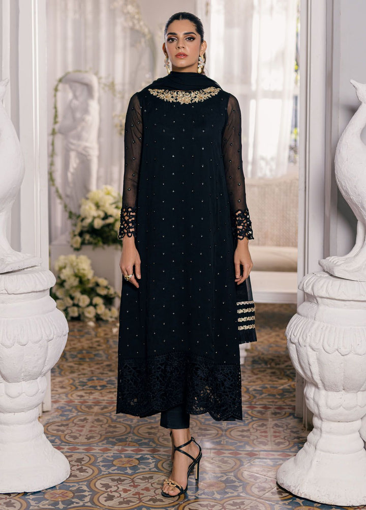 Ensembles by Azure Embroidered Chiffon Suits Unstitched 3 Piece AZU24EF ES-047 Midnight Glow - Festive Collection