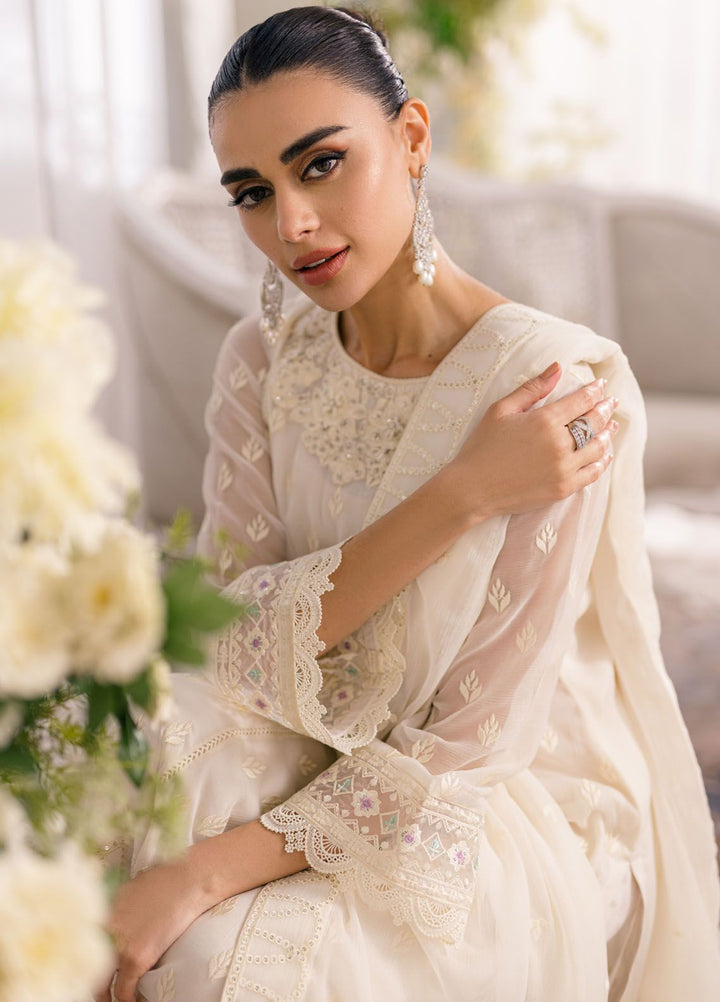 Ensembles by Azure Embroidered Chiffon Suits Unstitched 3 Piece AZU24EF ES-048 Angelic Frost - Festive Collection