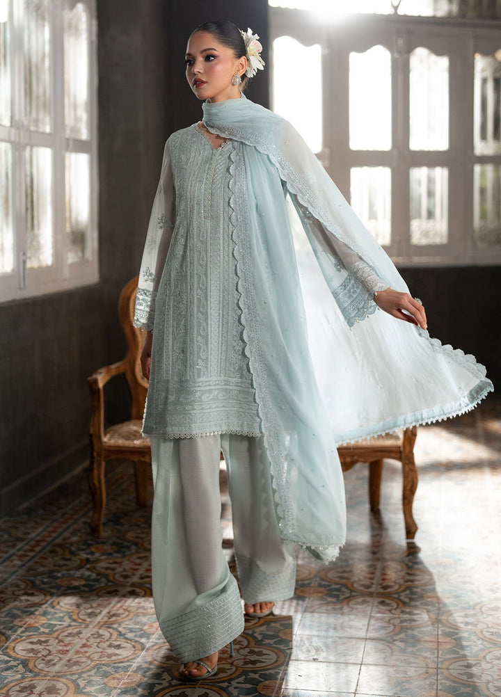 Ensembles by Azure Embroidered Chiffon Suits Unstitched 3 Piece AZU25EF Icy Mist ES-107 - Festive Collection