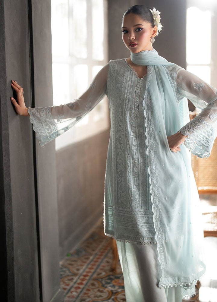 Ensembles by Azure Embroidered Chiffon Suits Unstitched 3 Piece AZU25EF Icy Mist ES-107 - Festive Collection