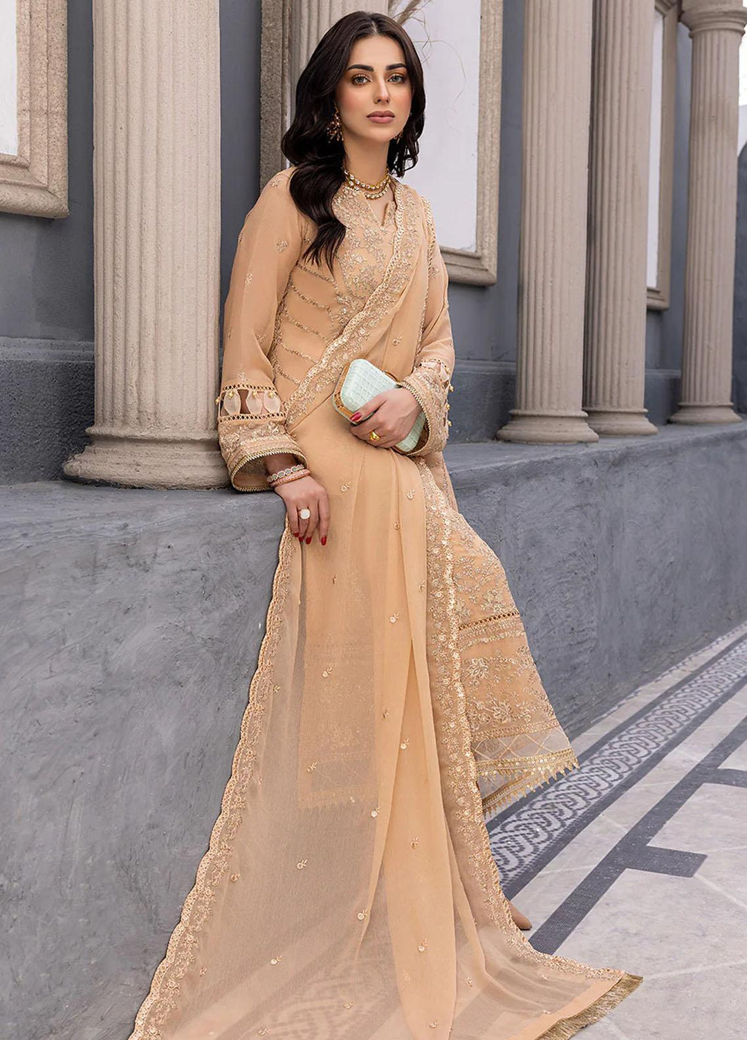 Ensembles By Azure Embroidered Chiffon Suits Unstitched 3 Piece AZU23EC Allure - Festive Collection