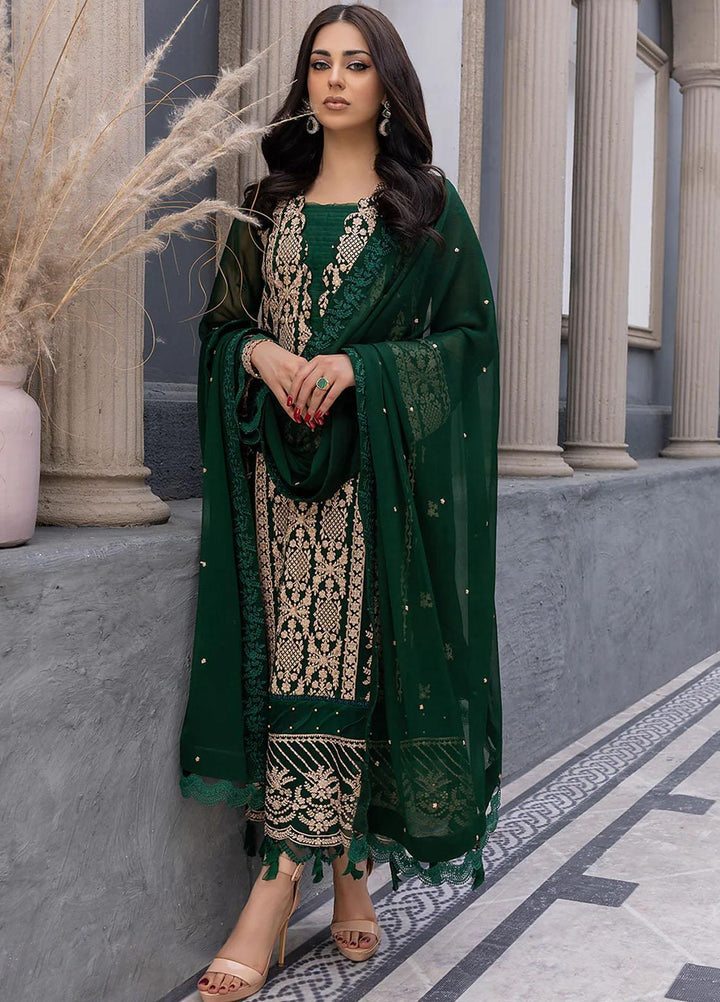 Ensembles By Azure Embroidered Chiffon Suits Unstitched 3 Piece AZU23EC Aquamarine - Festive Collection