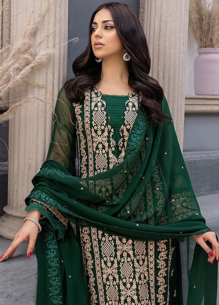 Ensembles By Azure Embroidered Chiffon Suits Unstitched 3 Piece AZU23EC Aquamarine - Festive Collection