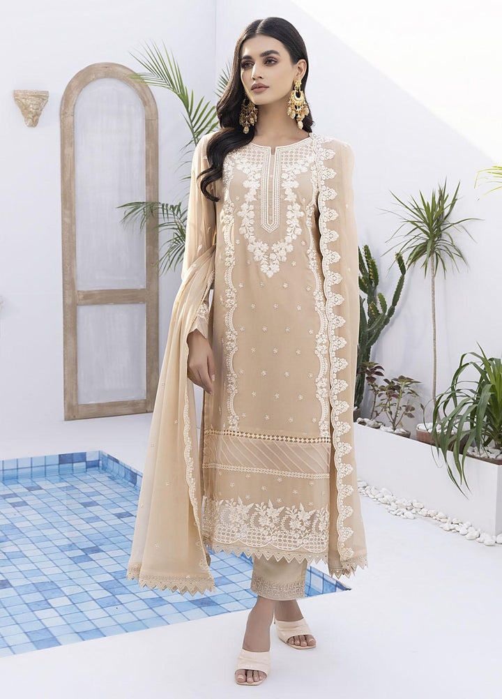 Ensembles by Azure Embroidered Chiffon Suits Unstitched 4 Piece AZU22EC-V2 ES-009 Divine Dew - Luxury Collection