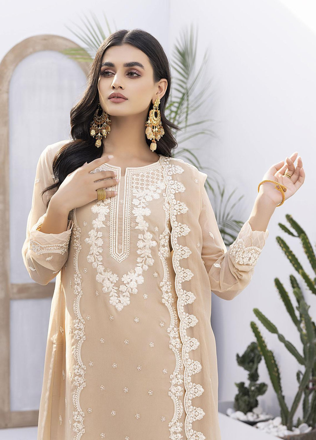Ensembles by Azure Embroidered Chiffon Suits Unstitched 4 Piece AZU22EC-V2 ES-009 Divine Dew - Luxury Collection