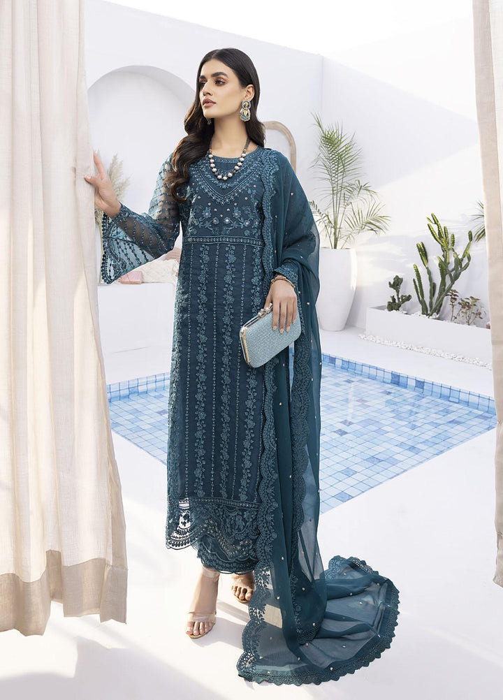 Ensembles by Azure Embroidered Organza Suits Unstitched 4 Piece AZU22EC-V2 ES-013 Celestine - Luxury Collection