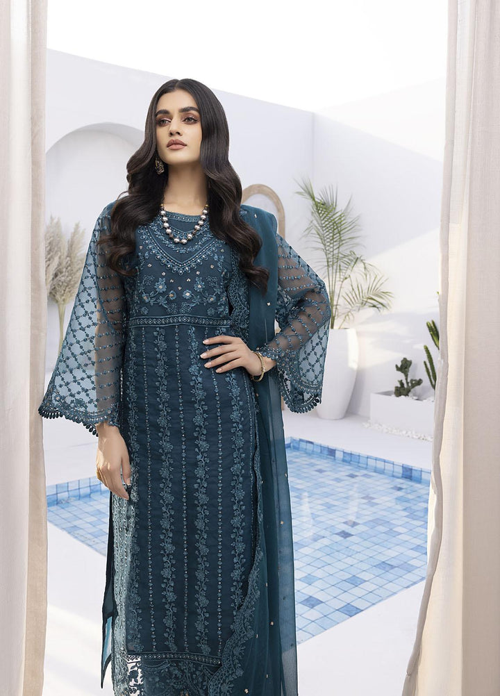 Ensembles by Azure Embroidered Organza Suits Unstitched 4 Piece AZU22EC-V2 ES-013 Celestine - Luxury Collection