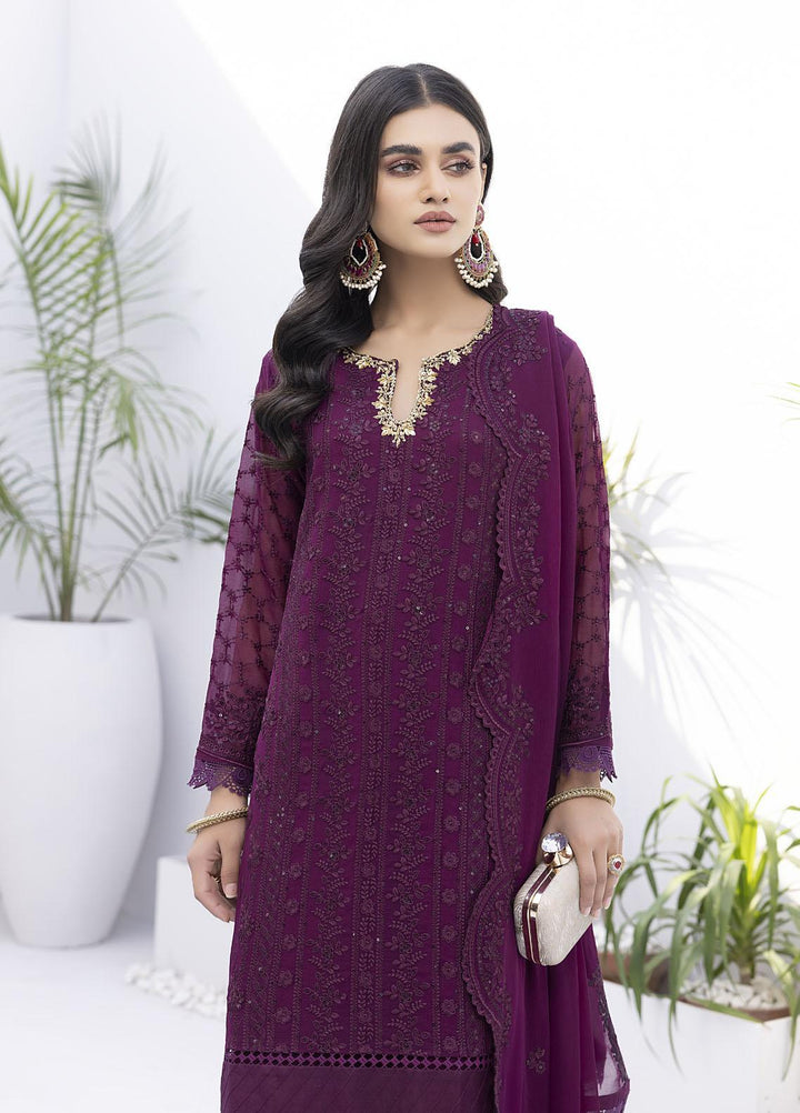 Ensembles by Azure Embroidered Chiffon Suits Unstitched 4 Piece AZU22EC-V2 ES-015 Plumcious - Luxury Collection