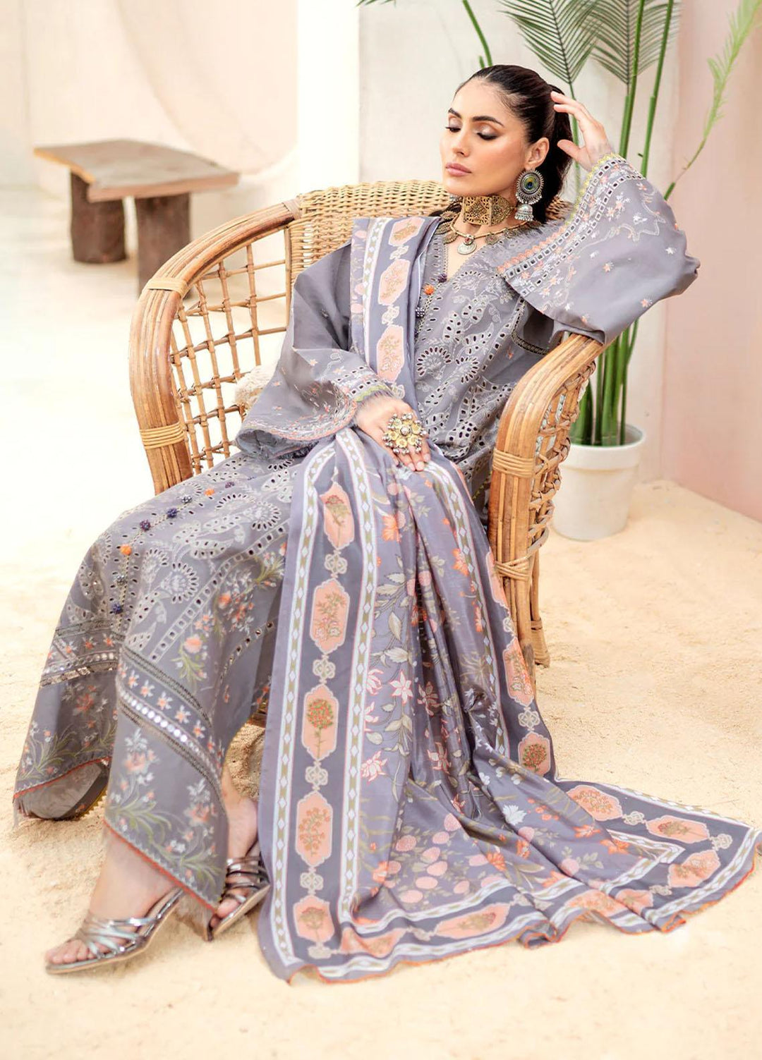 Esha Eshaal By Bin Ilyas Embroidered Lawn Suits Unstitched 3 Piece BI23EE 913-A - Summer Collection