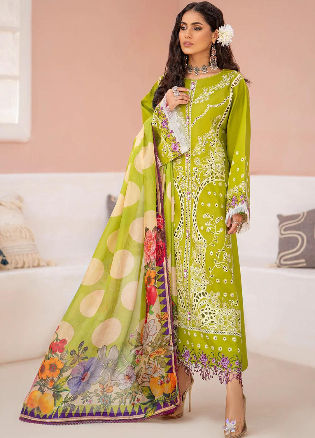 Esha Eshaal By Bin Ilyas Embroidered Lawn Suits Unstitched 3 Piece BI23EE 916-B - Summer Collection