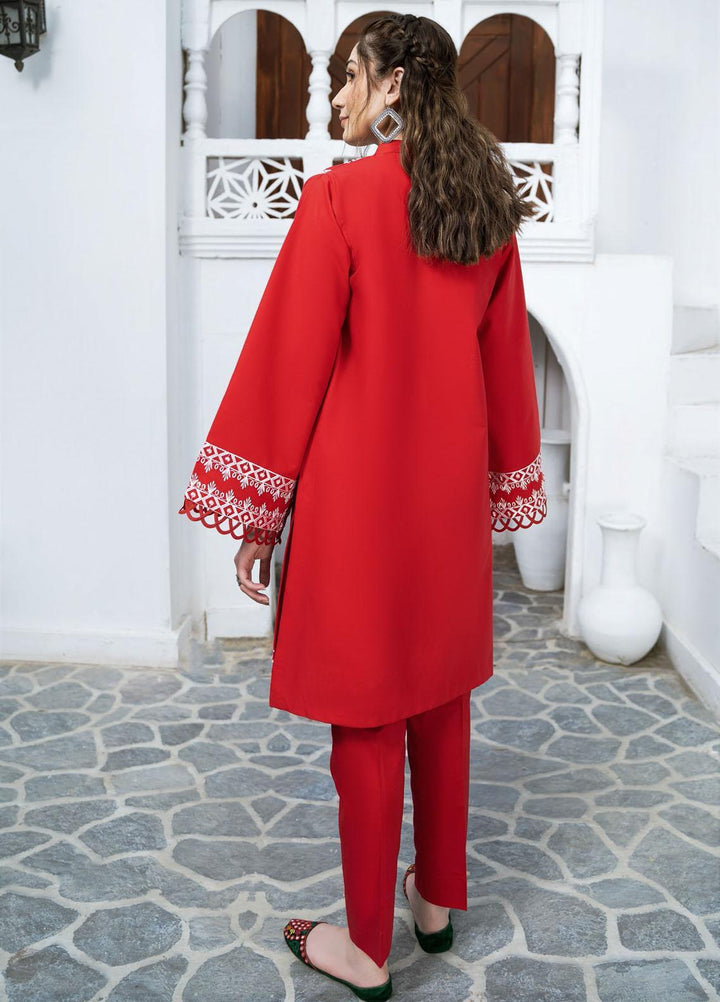 Esra Fashion Casual Pret Embroidered Lawn Kurtis D-01 RED