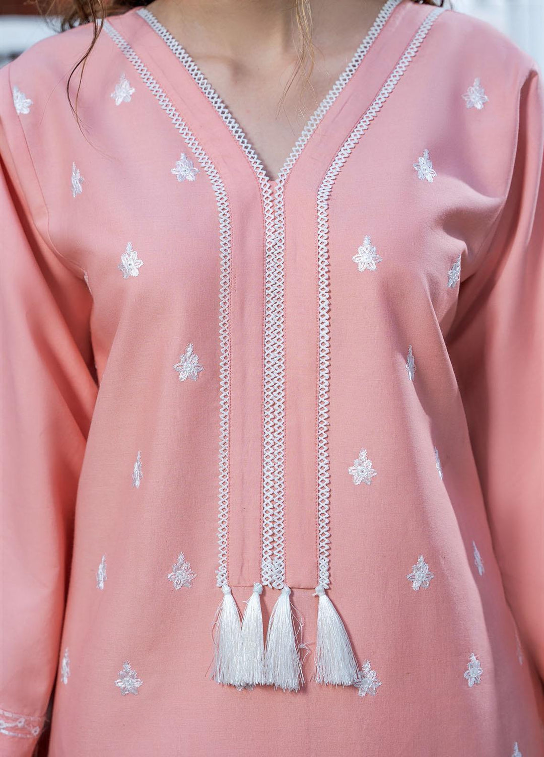 Esra Fashion Casual Pret Embroidered Lawn Kurtis D-04 PINK