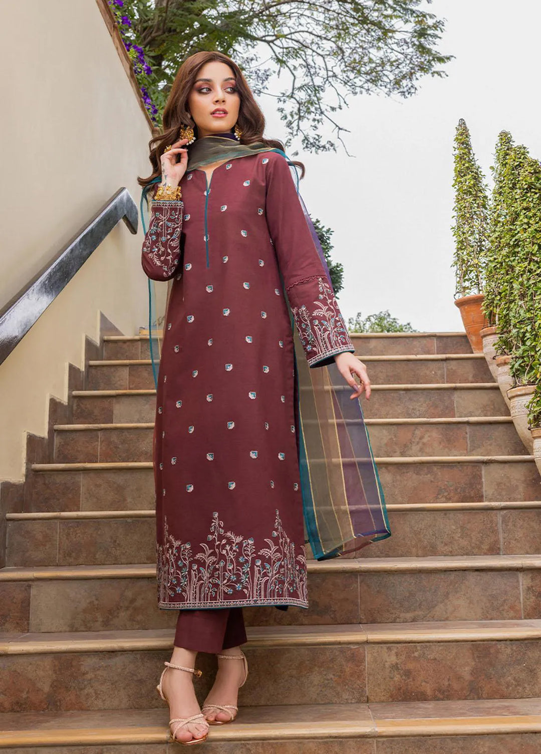 Essential By Asim Jofa Embroidered Cambric Unstitched Suit 2 Piece AJ23EE AJPE-35 - Eid Collection