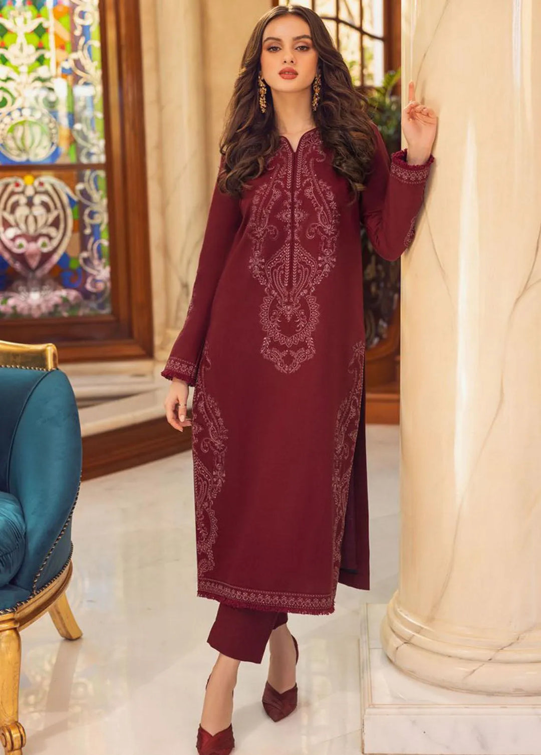 Essential Cambric By Asim Jofa Embroidered Cambric Unstitched Suit 2 Piece AJ23E AJP-02 - Summer Collection