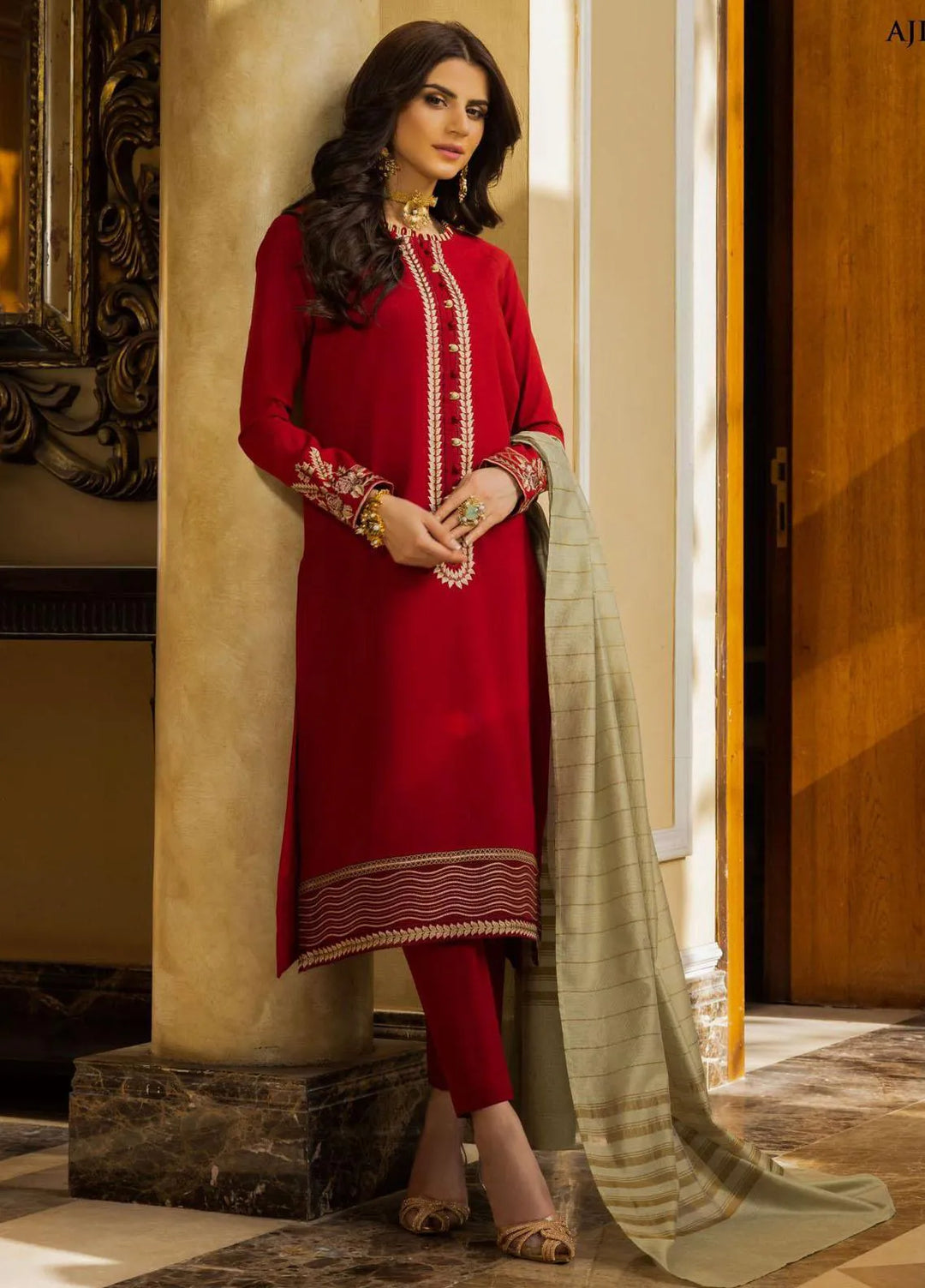 Essentials By Asim Jofa Embroidered Cambric Unstitched Suit 2 Piece AJ23ES AJPE-38 - Eid Collection