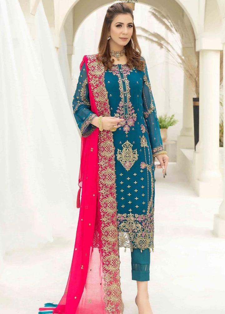 Esta Bonita By Imrozia Embroidered Chiffon Suits Unstitched 3 Piece IMP23EB M-17 Veridian Jade - Premium Collection