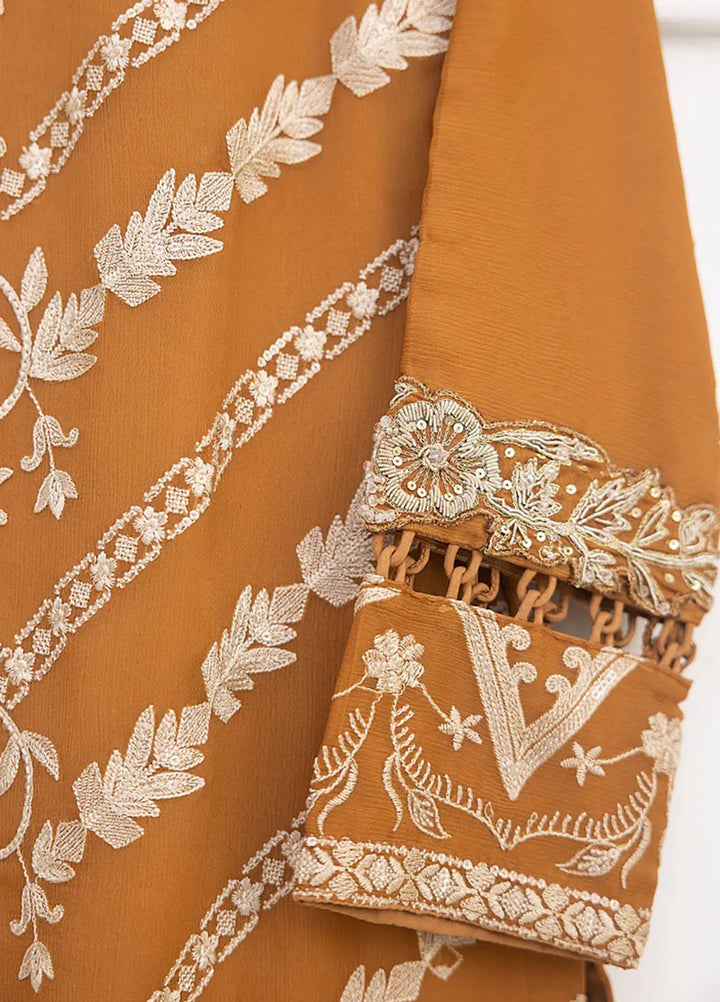 Ethereal Embellished By Cyanic Luxury Pret Embroidered Chiffon 2 Piece Suit Caramel