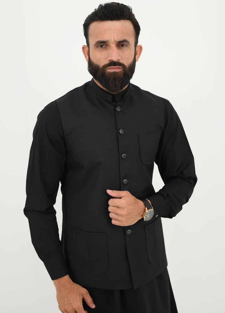 Ethnic Wear by Alif Yay Pret Plain Blended Waistcoat AY-018