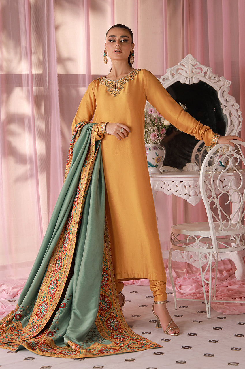 Sera From Nizka By Nida Rehan RTW Embroidered Raw Silk 2 Piece Suit Arvia - Festive Collection