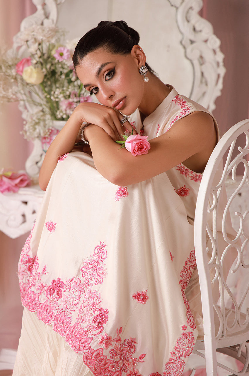 Sera From Nizka By Nida Rehan RTW Embroidered Khaddi Net 3 Piece Suit Ivora - Festive Collection