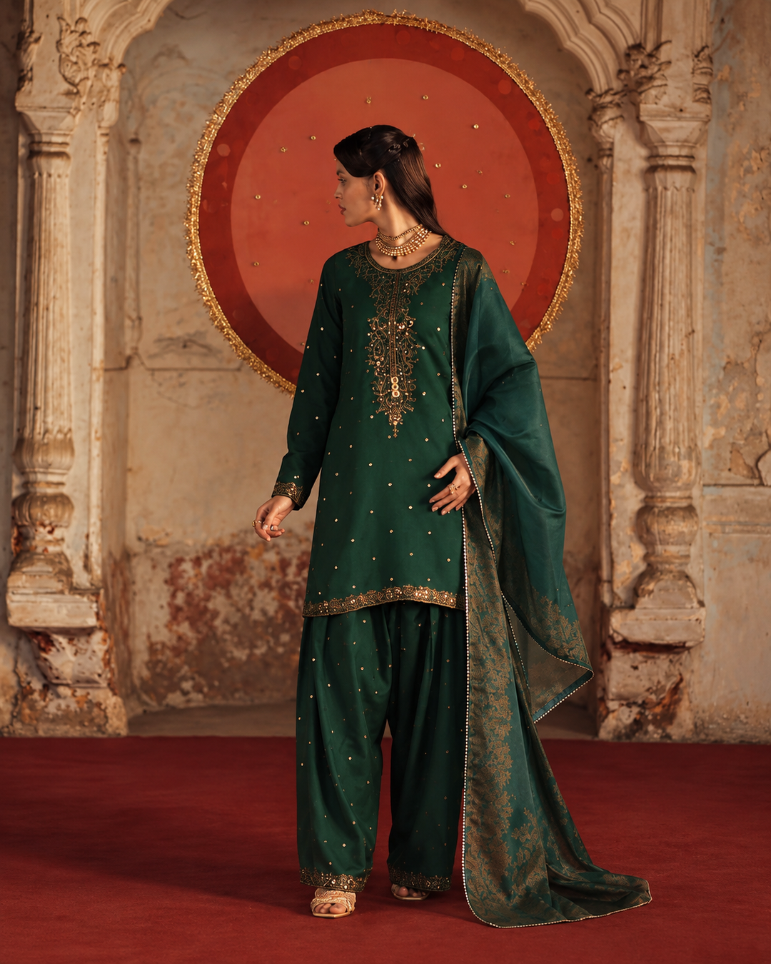 Rekha by Casualite RTW Embroidered Viscose Silk 3 Piece Suit CL26RVR Jiya - Festive Collection