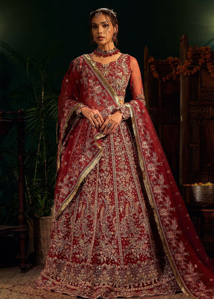 Fabiha Fatima Pret Embroidered Net 3 Piece Suit Ruby