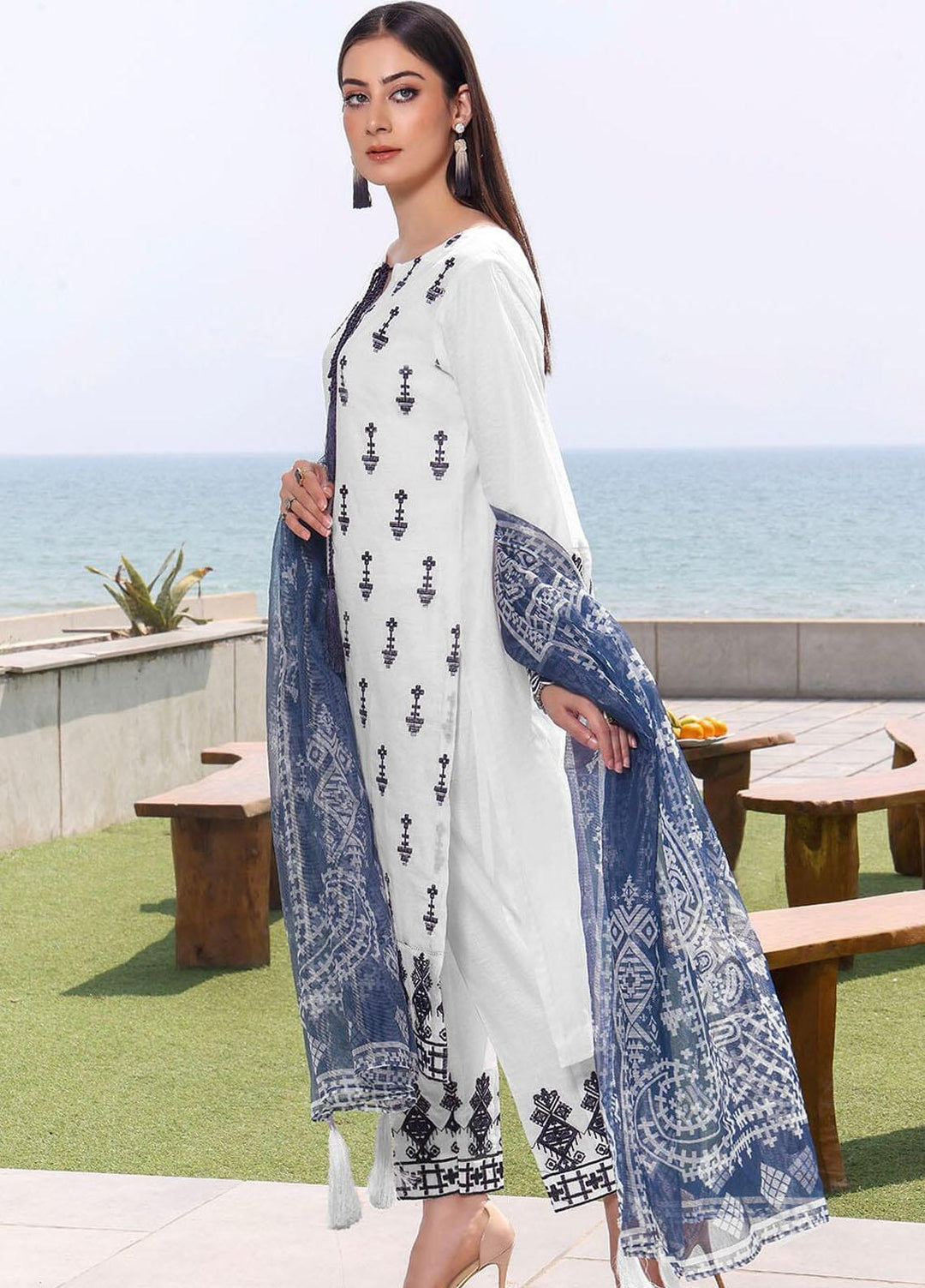 Faha By Khas Embroidered Lawn Suits Unstitched 3 Piece KHS23F KCNE-1784 - Summer Collection