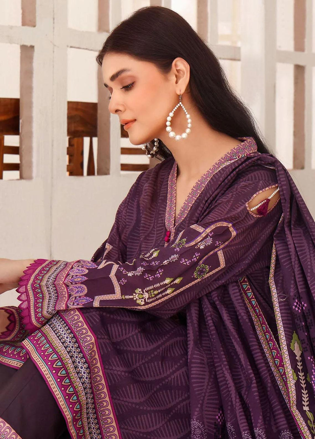 Faha By Khas Printed Lawn Suits Unstitched 3 Piece KHS23F KLA-1804 - Summer Collection