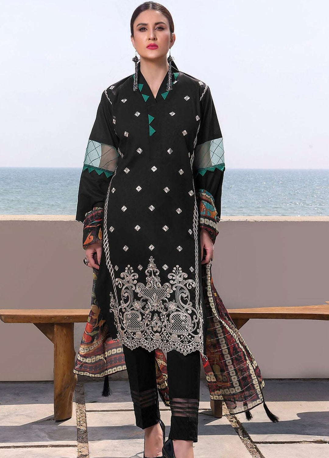 Faha By Khas Embroidered Lawn Suits Unstitched 3 Piece KHS23F KOE-1780 - Summer Collection