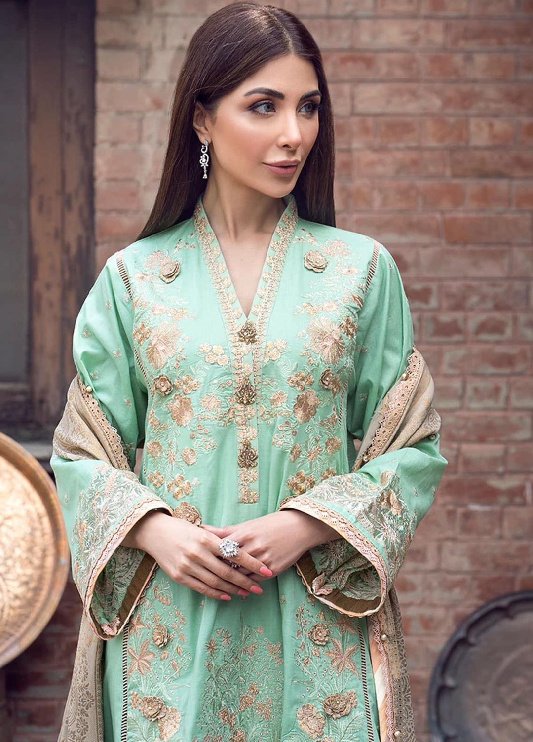 Fahad Hussayn Embroidered Lawn Suits Unstitched 3 Piece FH21SE D-12 - Luxury Collection