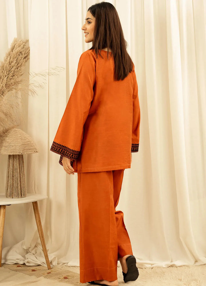 Fahza Pret Embroidered Cotton 2 Piece Suit Caramel