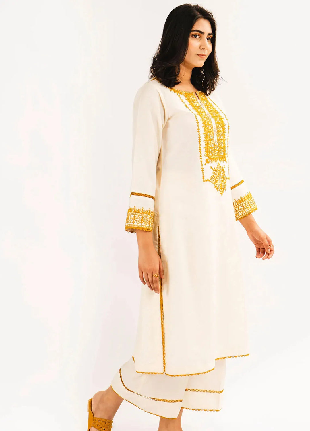 Fahza Pret Embroidered Cotton 2 Piece Suit Opal