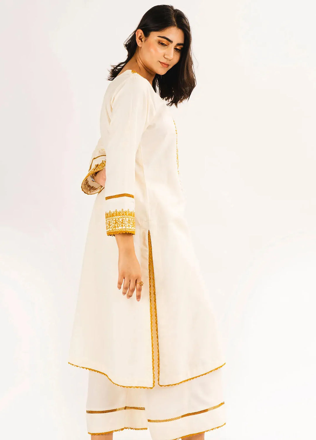 Fahza Pret Embroidered Cotton 2 Piece Suit Opal