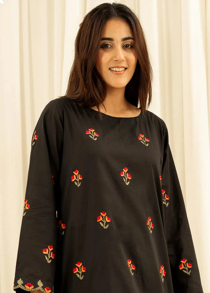 Fahza Pret Embroidered Lawn 2 Piece Suit Black Petal