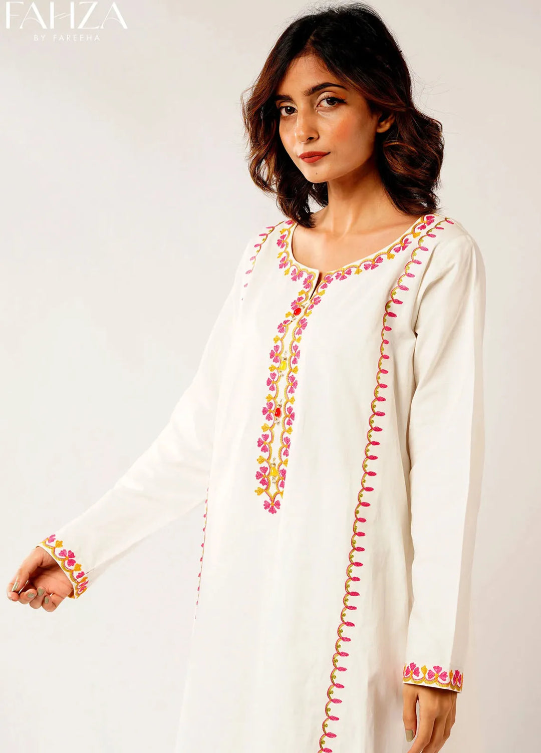 Fahza Pret Embroidered Lawn 2 Piece Suit Gardenia