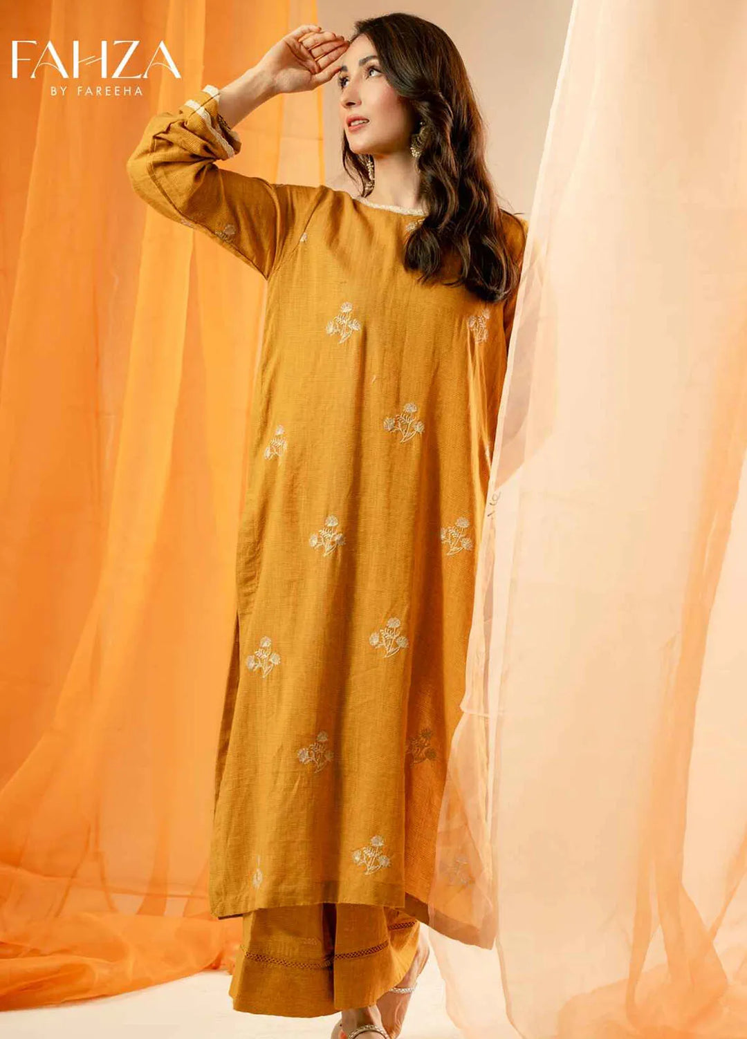 Fahza Pret Embroidered Lawn 2 Piece Suit Sunlight